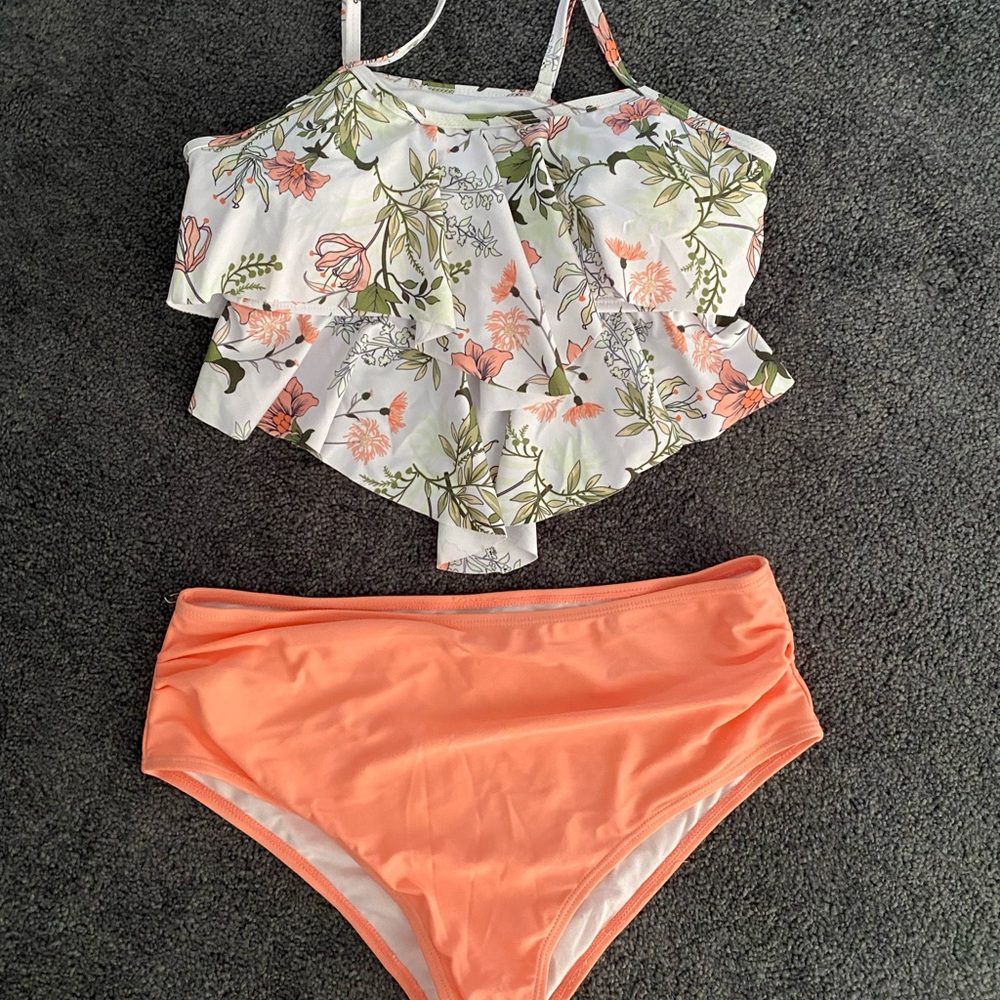 SHEIN floral high waisted two piece